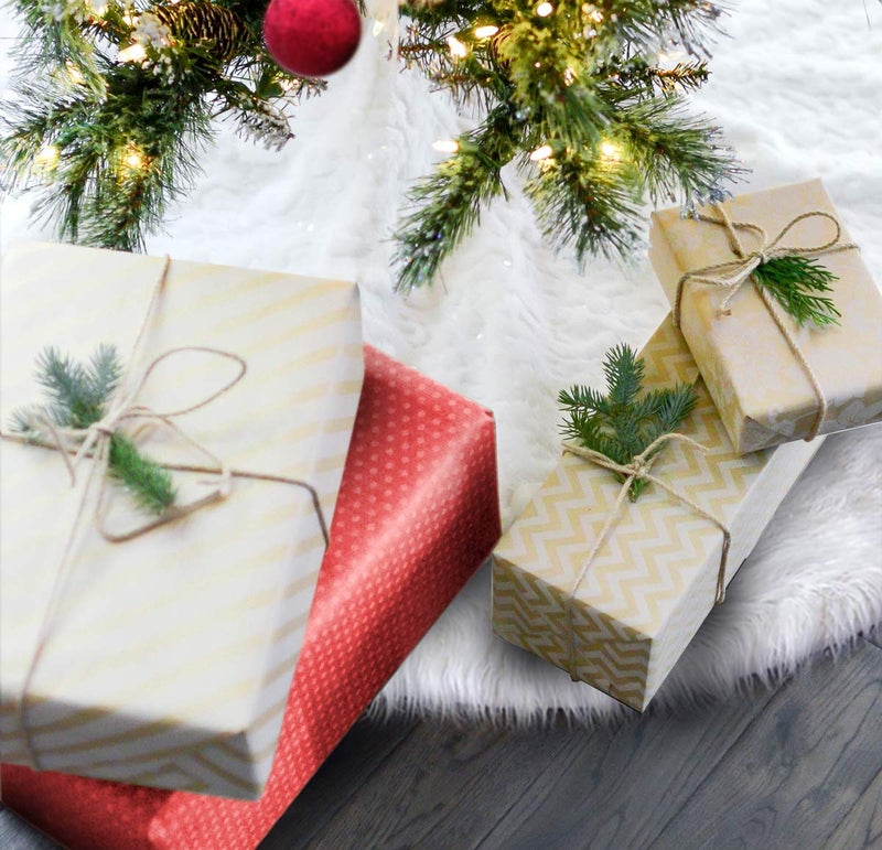 OLYPHAN Christmas Tree Skirt - Large Snow White Luxury Faux Fur - 48 inches (4ft) / 36 inch (3 ft) / 30 inch Round for Under Xmas Tree Decorations (48 inches (4ft)) - Image 1